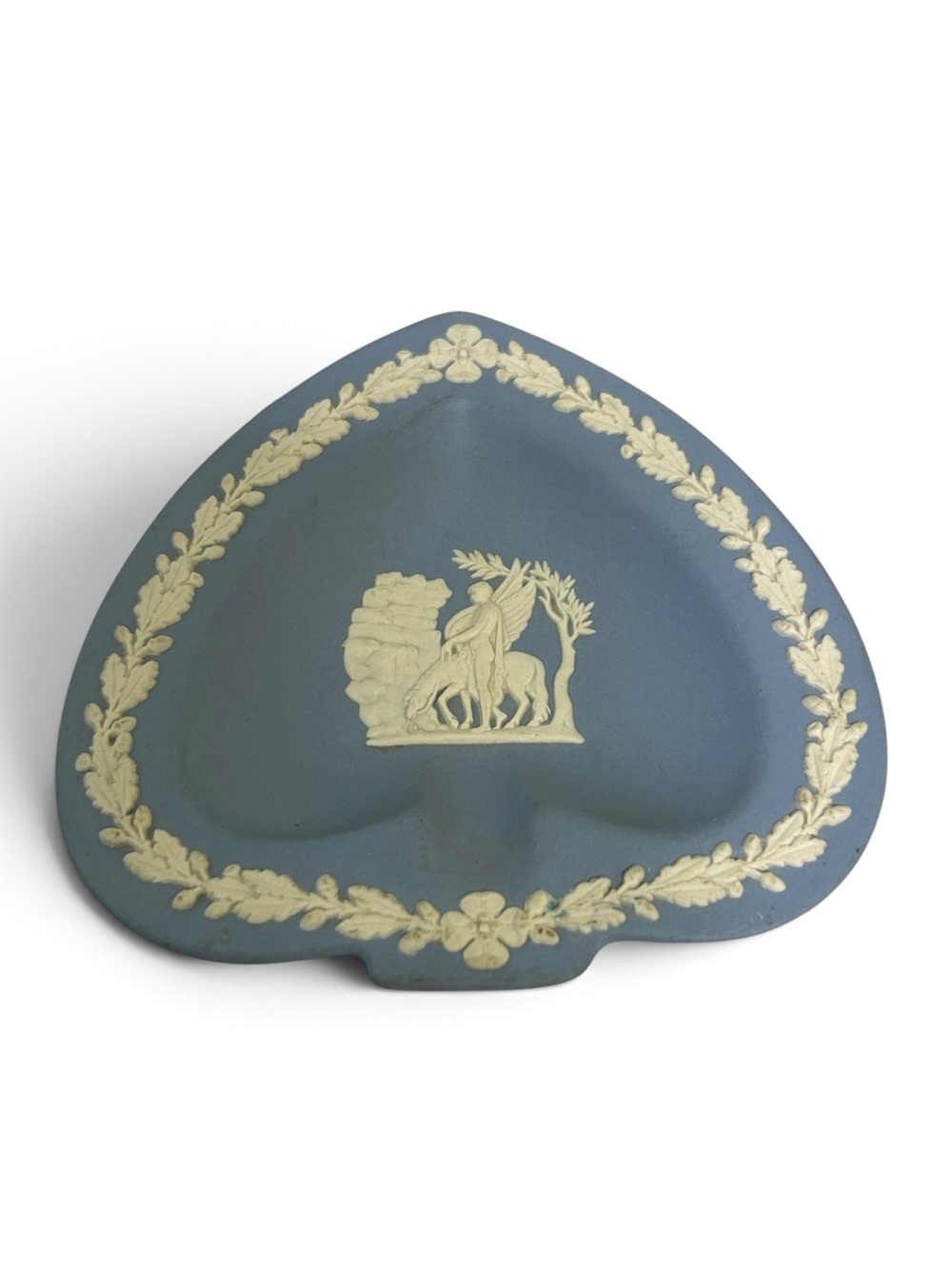 Vintage Wedgwood Blue Jasperware Spade Pegasus Trinket Dish Ashtray
